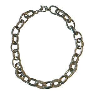 Silver-Toned Necklace with Rhinestone Detailing